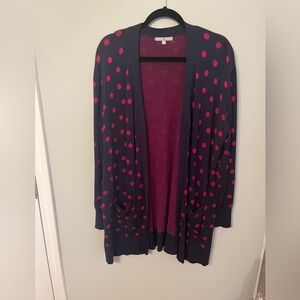 Stylish Navy and Fuchsia Polka Dot Cardigan